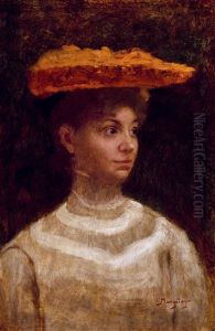 Young Lady In A Hat by Tihamer Von Margitay