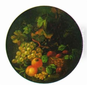 Still Life Of Fruit Displayed On A Mossy Bank by Marie Margitson
