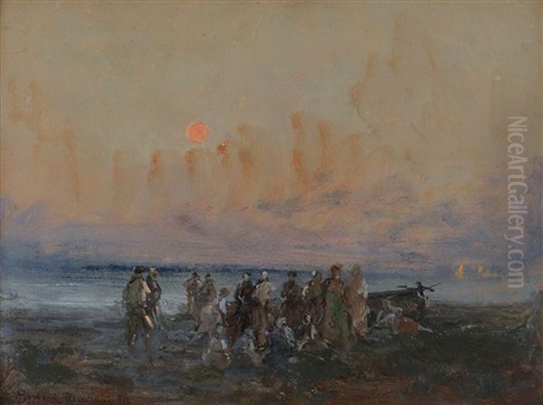 Pescatori Sulla Spiaggia Al Tramonto - view 1