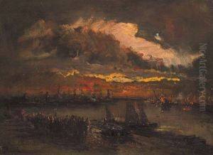 Tramonto Nel Porto Di Genova