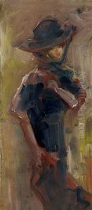 Signora A Passeggio Con Abito Belle Epoque by Pompeo Mariani
