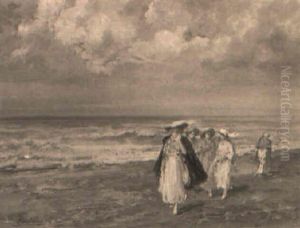 Donne Sulla Spiaggia by Pompeo Mariani