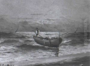 Nachtliche Kustenpartie Mit Fischerboot by Pompeo Mariani