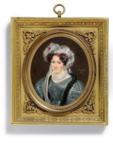 A Young Lady In Grey Dress With Puff Sleeves And A Fur Stole by Jeanne Alexandre Maricot