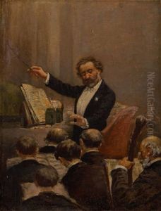 Giuseppe Verdi Conduisant L'orchestre De L'opera A La Premiere Representation De Aida A Paris En 1880