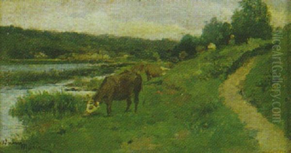 Vaches Au Bord De La Riviere - view 1