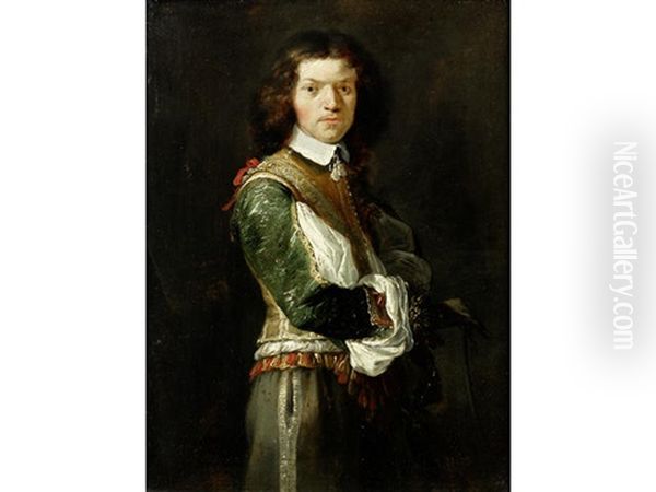 Portrait Of A Gentleman, Three-quarter-length, In Green, Red And White Costume - view 1