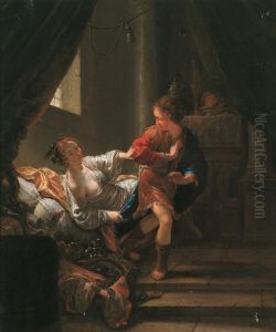 Joseph Und Die Frau Des Potiphar by Aert Jansz Marienhof