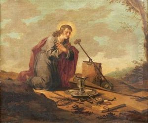 Un Saint Entoure Des Instruments De La Passion