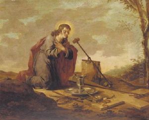 The Young Christ Contemplating The Implements Of The Passion In A Landscape