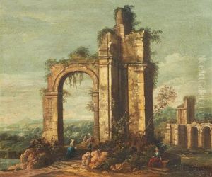 Caprice Architectural Anime De Personnages (2 Works) by Jacopo di Paolo Marieschi