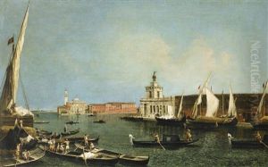 Venice, The Punta Della Dogana From The Ca' Giustinian, Looking South Across The Bacino Di San Marco Towards The Church Of San Giorgio Maggiore by Michele Marieschi