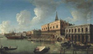 View Of The Riva Degli Schiavoni, Venice, With The Ducal Palace, The Piazzetta, The Library, The Mint And Santa Maria Della Salute Beyond by Michele Marieschi