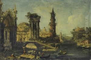 A Capriccio Of An Imagined Cityscape With Saint Mark's Basilica And Ruins On The Banks Of A River