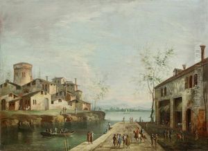 An Architectural Capriccio With Figures Before A Ruined Arch; And Figures On A Quayside With A Village On The Far Bank (2)