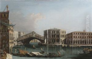 Der Canal Grande Mit Der Rialtobrucke Und Der Palazzo Dei Camerlenghi, Venedig by Michele Marieschi