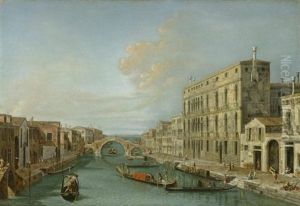 Blick Auf Den Palazzo Surian Bellotto Am Canale Di Cannaregio (marieschi And Workshop) by Michele Marieschi