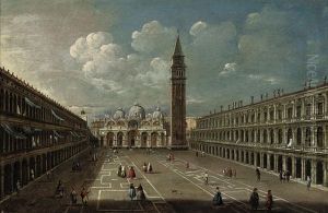 Piazza San Marco, Venice, Looking East, With The Torre Dell'orologio, The Campanile, The Doge's Palace And The Procuratie Nuove by Michele Marieschi