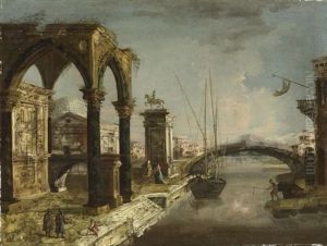 Cappriccio Mit Triumphbogen (+ Capriccio Mit Gotischem Portico Und Architekturelementen; Pair) by Michele Marieschi
