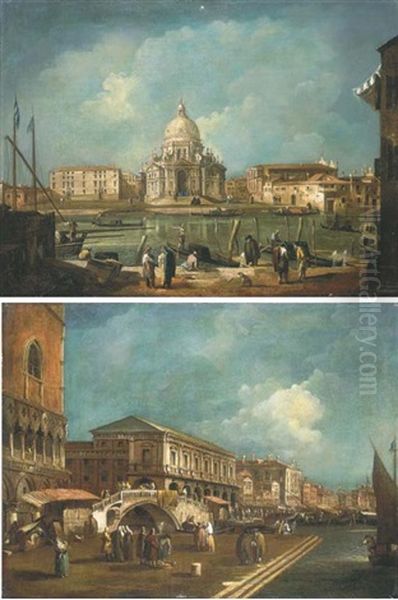 Santa Maria Della Salute From The Grand Canal, Venice (+ The Molo With The Riva Degli Schiavoni From The Bacino Di San Marco, Venice; Pair) - view 1