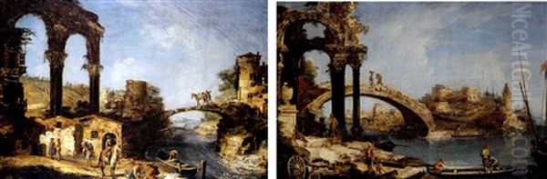 Capriccio Con Ponte E Archi Classici In Rovina (+ Capriccio Con Ponte, Rovine Classiche E Torri Medioevali; Pair) - view 1
