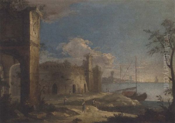 A Capriccio Of A Coastal Landscape With Ruins And Figures - view 1
