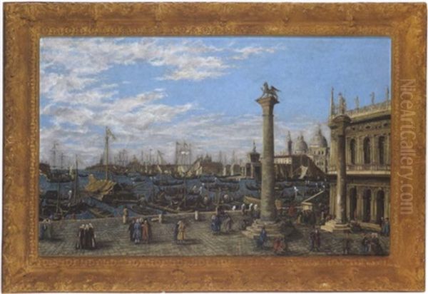 Blick Von Der Piazzetta Auf Das Markusbecken, Die Salutekirche Und Die Dogana In Venedig (vista Dalla Piazzetta Sul Bacino Di San Marco A Venezia) - view 1