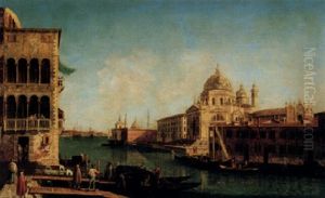 Venice, A View Of The Grand Canal From The Campo Santa Maria Zobenigo With The Dogana And The Church Of Santa Maria Della Salute by Michele Marieschi