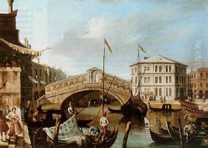 Venice, View Of The Rialto Bridge With The Palazzo Camerlenghi by Michele Marieschi