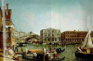 The Rialto Bridge, Venice, Seen From The North With The Fondaco Dei Tedeschi by Michele Marieschi