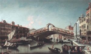 Venice, A View Of The Grand Canal Looking Towards The Rialto Bridge by Michele Marieschi