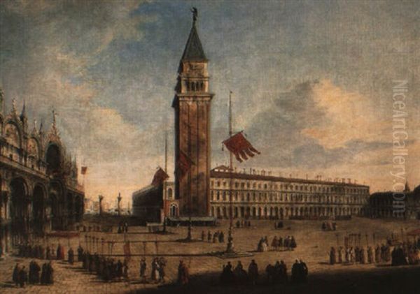 Venice, The Piazza San Marco With A Procession - view 1