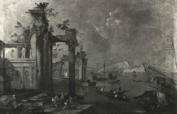 Harbour View With Architectural Ruins And Merchants - view 1