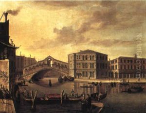 Venice, The Rialto Bridge Seen From The Grand Canal by Michele Marieschi