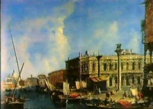 Blick Von Markusbecken Auf Die Piazetta, Den Canal Grande,  Die Dogana Und Santa Maria Della Salute
