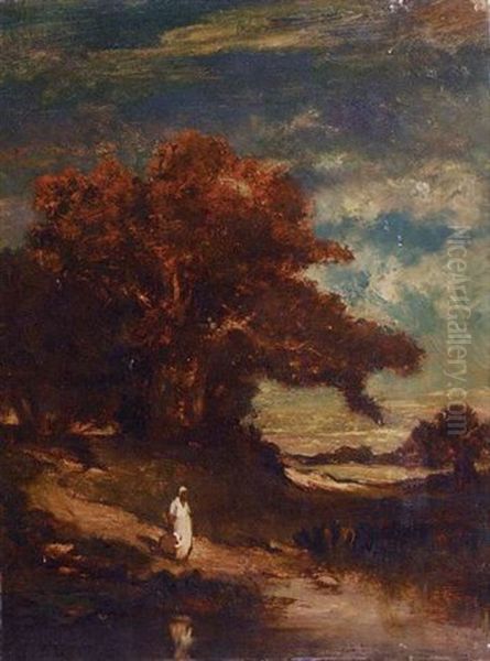 A Water Carrier At The River's Edge - view 1