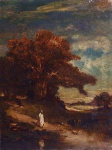 A Water Carrier At The River's Edge by Prosper-Georges-Antoine Marilhat