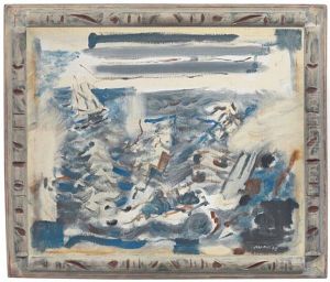 Sea In Blue, Grey And Light Red