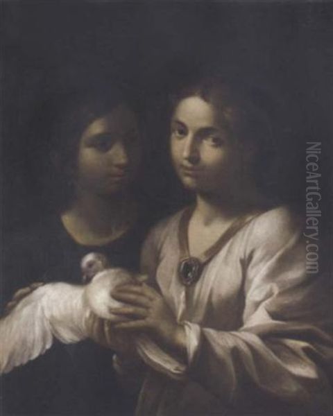 Two Girls With A Dove - view 1