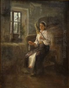 Woman Spinning by Ion Marinescu-Valsan