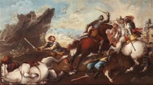 Schlacht Unter Einem Felsen (+ Schlacht Auf Einer Brucke; 2 Works) by Antonio Maria Marini