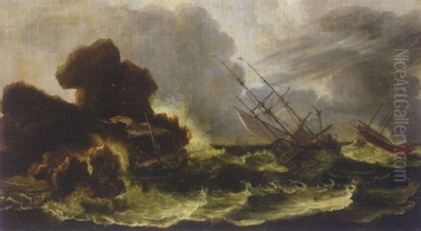 Shipping In A Storm Off The Coast - view 1