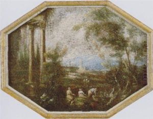 Lavandaie Alla Riva, Presso Rovine Antiche by Antonio Maria Marini