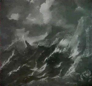 Une Tempete Avec Un Voilier En Perdition by Antonio Maria Marini