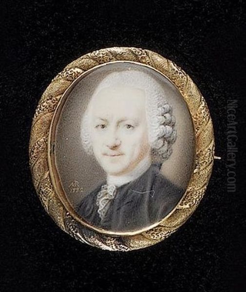 Mr. Van Lilaar Wearing Black Coat, White Lace Cravat And Powdered Wig With Side-buckles Worn En Queue - view 1