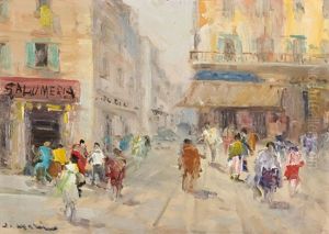 Strada Di Napoli Con Figure by Francesco di Marino