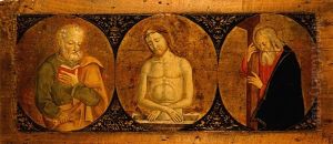 Christ In The Tomb, Flanked By Saints Peter And Andrew by Antonio Marinoni