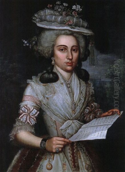 Portrait Einer Jungen Frau Mit Blumenhut - view 1