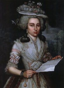 Portrait Einer Jungen Frau Mit Blumenhut