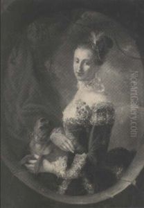 Portrait De Femme Au Chien Carlin